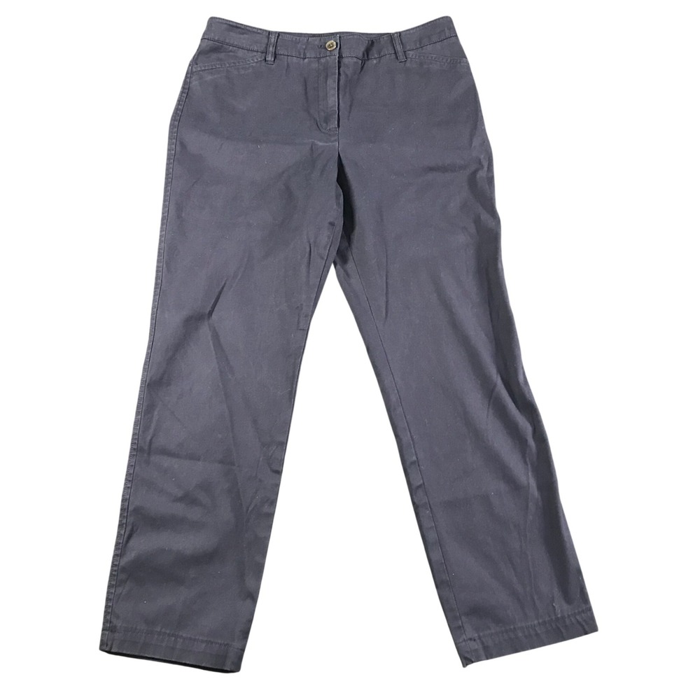 Talbots Navy Blue Chino Pants Womens Straight Leg Cotton Blend Trousers